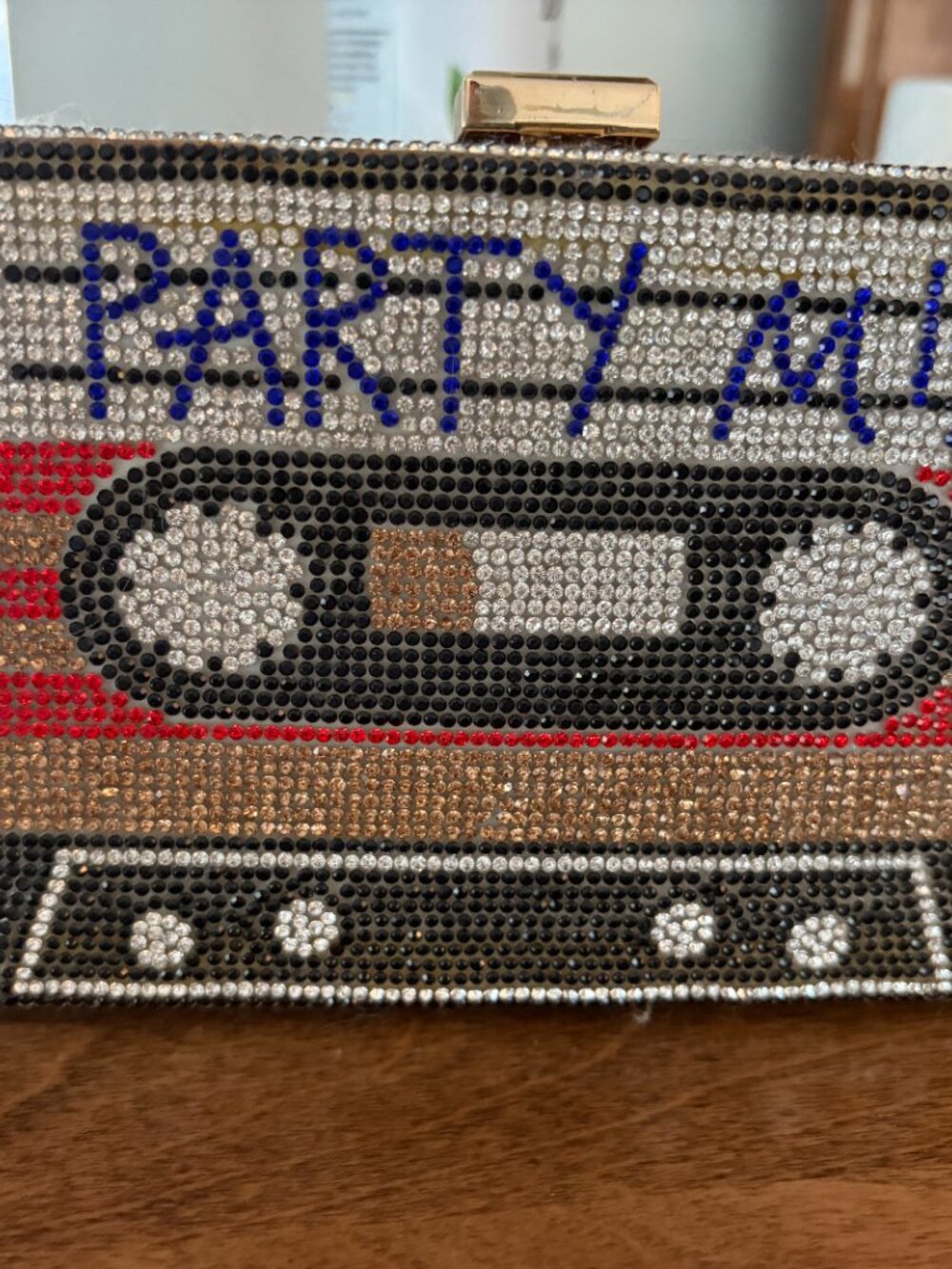 Retro party mix tap beaded clutch initial A